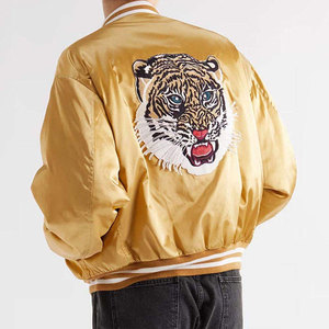 High Quality <b>Men</b> <b>Lightweight</b> Breathable Satin <b>Jacket</b> New Style Comfortable Loose Fit Outerwear Collection Baseball Satin <b>Jackets</b> - Product Image 2