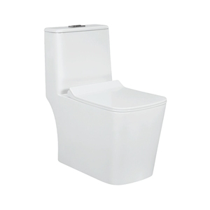 WC monobloc Wateron à double chasse, fonctionnement automatique, écologique, à sortie verticale, design contemporain, pour salle de bain, garantie 5 ans - Product Image 1