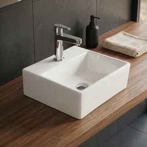 Vistaar Matuki – Lavabo carré en céramique à poser, design minimaliste et écologique, idéal pour hôpitaux et centres commerciaux, directement de l'usine - Product Image 5