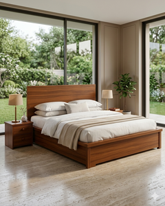 Base de Cama de Madera de Lujo, Tamaño King, Juego de Muebles de Dormitorio, Camas de Plataforma de Madera Maciza con Mesita de Noche para Hotel, Villa, Apartamento - Product Image 1