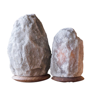 OEM Natural Gray Himalayan Rock Salt <b>Lamp</b> With Wooden Base and Dimmer <b>Switch</b> for Decoration & Gift Grey Salt <b>Lamp</b> - Product Image 6