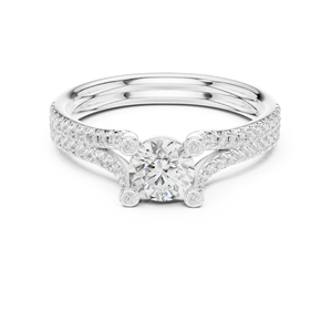 แหวนเพชรทรงกลมทองคำขาว 14K เพชรเพาะเลี้ยงสำหรับผู้หญิง แหวนสำหรับงานปาร์ตี้ เพชรเพาะเลี้ยงใหม่ - Product Image 1