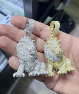 Colgante de Moissanita con Diseño de León, Estilo Hip Hop, con Microincrustaciones, Chapado en Oro, Joyería con Forma de Animal, Regalo - Product Image 3