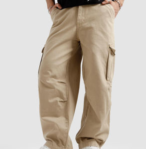 Pantalon de survêtement cargo unisexe haut de gamme personnalisé en feutre, respirant, mélange polyester-coton, taille haute, poches latérales - Product Image 3