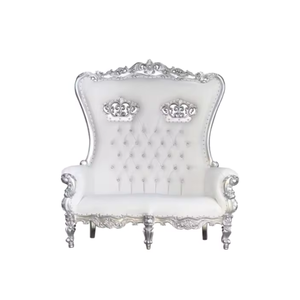 Chaises double trône design européen Chaises trône de roi Meubles de salon de mariage en bois de teck massif de qualité supérieure - Product Image 4