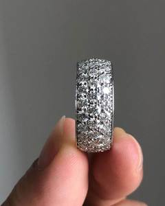 18K Rose Gold Lab Grown Filled VVS Diamond Multi Row Pave Wedding Band Eternity Engagement <b>Ring</b> <b>Dome</b> Full Ice - Product Image 4
