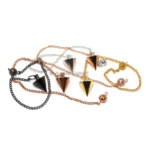 Choco-Reiki dorado que se puede abrir, Péndulo de Metal grabado, ágata, péndulos de latón, técnica de piedras preciosas talladas a la venta - Product Image 4