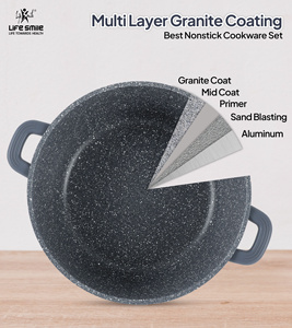 Ensemble complet de casseroles en granit Life Smile avec couvercles à rebord en silicone, poignées amovibles, antiadhésives, compatibles induction - Product Image 3