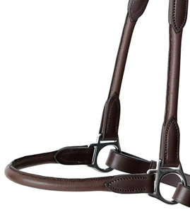 High Quality Italian Leather Rolled Anatomic <b>Halter</b> Horse Head Collar Zinc Alloy Buckles Customizable Fancy Design for Racing - Product Image 4