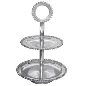 Modern 2-<b>Tier</b> Aluminum <b>Cake</b> Stand Shiny Polished Metal Dessert Server For Wedding Parties Eco-Friendly Home Decor Display Tray - Product Image 1