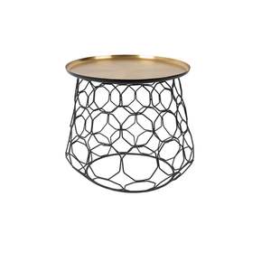 Mesa Auxiliar Circular Ligera de Hierro con Acabado Dorado, Mesa Decorativa con Pedestal de Alambre Metálico Resistente para Hogar y Hotel - Product Image 1