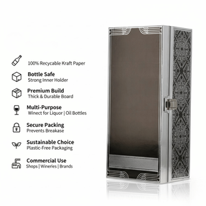 Caja de Embalaje para Botellas de Papel Kraft Reciclable |   Caja de Regalo Ecológica con Laminado Mate y Relieve, con Inserto de Esponja para Vino y Aceites - Product Image 5