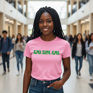 Camiseta Universitaria AKA para Mujer, Color Rosa, Manga Corta, Cuello Redondo, Algodón, Diseño Gráfico, Ropa para Eventos de Hermandad, Ropa Casual para el Campus - Product Image 4