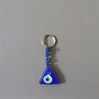 Porte-clés triangle en verre bleu et fer, amulette œil protecteur, charmes œil de Nazar faits à la main, taille personnalisable, marque Jaunty