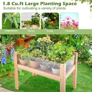 Jardinera Elevada de Madera de 30/47 Pulgadas para Cultivar Verduras y Flores, Construcción Resistente para Jardín - Product Image 2