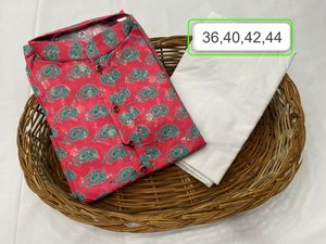 Ensemble Kurta et Pyjama en Soie Banarasi Brodé, Motif Imprimé Fantaisie, Longueur Genou, Multicolore, pour Fête / Soirée - Product Image 4