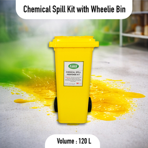 Kit de Respuesta a Derrames Químicos de Alta Absorbencia de 120L (33 Galones), Contenedor con Ruedas Amarillo, Set Absorbente para Materiales Peligrosos, para Control de Emergencias de Ácidos y Álcalis - Product Image 2