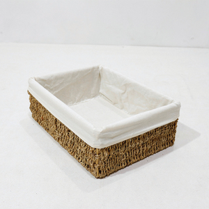 Handmade Woven Seagrass Storage <b>Basket</b> Set with Fabric Liner Household Bin - Product Image 5