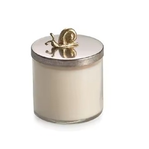 Vaso de Vidrio Transparente con Tapa Metálica Plateada para Velas Aromáticas, Diseño de Caracol, para Dormitorio - Product Image 1