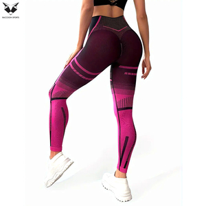Women High Waist Sports <b>Leggings</b>, Compression Fit, Color Block Design, Striped <b>Pattern</b>, For Fitness & Workout - Product Image 5