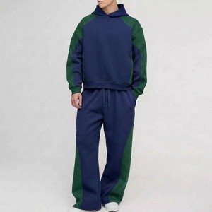Conjunto de Sudadera con Capucha y Pantalones de Chándal Premium con Bloques de Color, Sudadera Oversize, Pantalones de Chándal de Pierna Ancha, Forro Polar Grueso, Estilo Urbano - Product Image 4