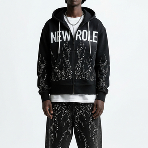 Survêtement pour homme en coton respirant 100% avec strass, design tendance, prix avantageux, entièrement personnalisable, service OEM - Product Image 1
