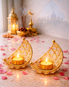 Handcrafted Crystal Moon Shaped <b>Tea</b> <b>Light</b> <b>Candle</b> Holder Elegant Tabletop Accent for Living Room Festive Home Decor Diwali - Product Image 1