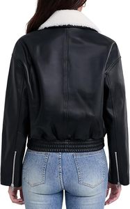 Chaqueta Bomber Negra de Cuero Genuino al por Mayor, de Alta Calidad, con Cierre de Cremallera, Colores Personalizables, Logotipo OEM, Chaquetas para Mujer - Product Image 6