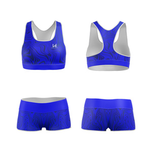 Ensemble de yoga pour femmes personnalisé, col rond, sans manches, léger, en spandex, soutien-gorge de sport et short de yoga, ensemble 2 pièces, respirant, spandex/nylon - Product Image 3
