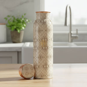 Bouteille d'eau en cuivre pur faite à la main de 750 ml |   Impression émaillée écologique et antirouille, gourde durable et étanche pour le voyage (vente en gros) - Product Image 5