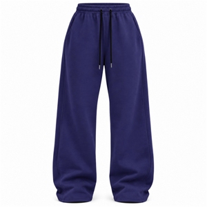 Pantalon de jogging en molleton pour femme, coupe ample et oversize, jambe large, taille à cordon de serrage, en mélange de coton doux, décontracté et confortable - Product Image 1