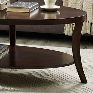 Perth Espresso <b>Oval</b> <b>Coffee</b> <b>Table</b> with Integrated Shelf Elegant Design for Home Decor - Product Image 3