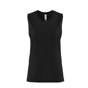 Women's White Knitted O-Neck Sleeveless Moisture-Wicking Tank <b>Top</b> with Front Logo Minimalist Solid Color Regular Length - Product Image 4
