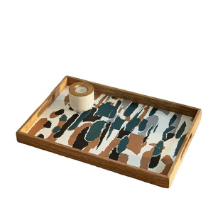 Modern Wedding & Ramadan <b>Decor</b> Hot Selling Rectangular for Mango Wood Tray Natural Smooth Finish Enamel Pattern Diwali Wholesale - Product Image 1