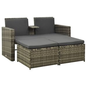 Repose-pieds réglable, ensemble de salon de jardin en rotin PE gris 3 pièces, confortable et élégant ! - Product Image 2