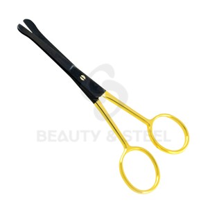 Ciseaux à cuticules professionnels de sécurité avec pointes arrondies et finition bicolore or-noir pour les soins de manucure sensibles - Product Image 2