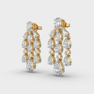 Lab Grown <b>Diamond</b> Chandelier <b>Earrings</b> 14K Gold Multi Strand Oval Pear Round Cut <b>Diamond</b> <b>Dangle</b> <b>Earrings</b> Bridal Wedding Wholesale - Product Image 4