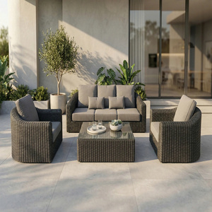 Conjunto de Sofá de Ratán para Exteriores con Cojines para Jardín, Patio, Balcón, Muebles de Diseño Contemporáneo, Resistentes al Agua y a los Rayos UV - Product Image 2
