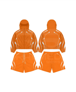 Wholesale Blue Hooded Tracksuit Set Full Sleeve Zipper Jogger Loose Fit Breathable 100% Nylon Summer Wear Tracksuit For Unisex - Product Image 4