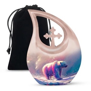 Hermosa urna conmemorativa de tortuga con forma de lágrima para cenizas humanas adultas Urna funeraria cruzada con bolsa de terciopelo gratis - Product Image 6