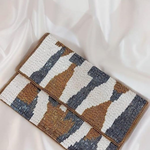 Professional Handmade <b>Needlework</b> Beaded Clutch Bag Embroidered Trendy Glitter Luxury Style Strong Lightweight Eco-Friendly - Product Image 1