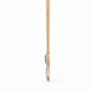 Collar de Doble Cadena con Diamantes y Oro de la Colección Princesa Halo de Marie, con Colgante Redondo y Corte Princesa, 42 Piezas para Compromiso y Boda - Product Image 3