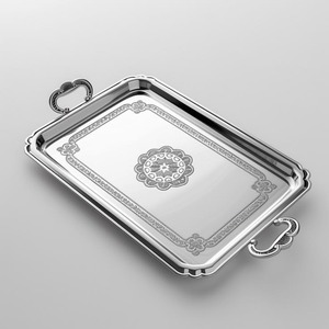 Bandeja de Presentación Metálica Artesanal Premium con Patrón Botánico Detallado y Borde Decorativo Elevado, Inspirada en la Elegancia de la Herencia - Product Image 2