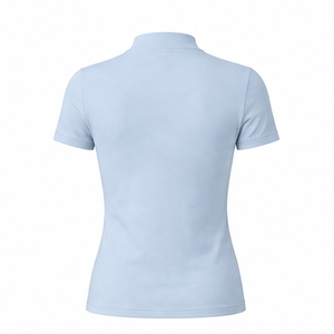 เสื้อยืดคอกลมแขนสั้นทรงเข้ารูปสำหรับผู้หญิง สีฟ้าไอซ์บลู ผ้าคอตตอนผสมอีลาสเทนเนื้อเจอร์ซีย์ น้ำหนักเบา สวมใส่ได้ทุกวัน - Product Image 2