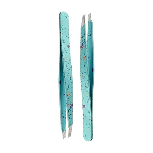 Pinzas para Cejas de Último Diseño, Punta Puntiaguda, Acero Inoxidable, Duraderas, Ligeras, Agarre Perfecto, Color Verde Azulado - Product Image 1
