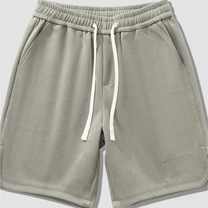 Shorts décontractés pour hommes 2026, coupe droite, en toile, fabriqués au Pakistan, coupe-vent, avec cordon de serrage, taille haute, couleur unie, tricotés - Product Image 3