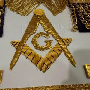 Delantales Ceremoniales de Cuero Bordados a Mano de la Francmasonería, Ajustables, con Pin de Seguridad, de Alta Calidad, Lavables, Diseño Exclusivo Premium - Product Image 3