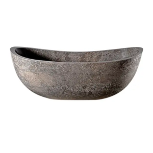 Grande baignoire autoportante de luxe en pierre de rivière avec couvercle - Product Image 4