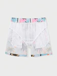 Shorts de bain pour hommes à imprimé palmier tropical, imperméables, avec cordon de serrage, pour la plage, séchage rapide, taille élastique - Product Image 3