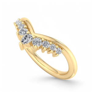 Chevron V Shape Lab Grown Diamond Prong Setting Solitaire Wedding Band Curved Nesting <b>Ring</b> Minimalist <b>Stacking</b> Band 18k <b>Ring</b> - Product Image 5